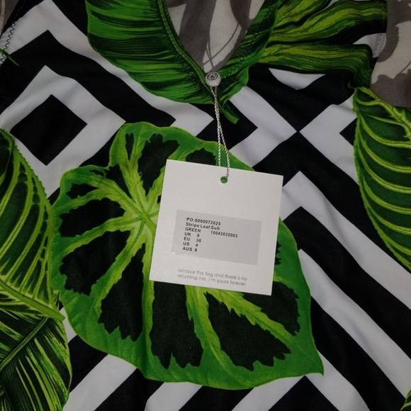 Stripe Leaf Swimsuit One Piece - Picture 2 of 2